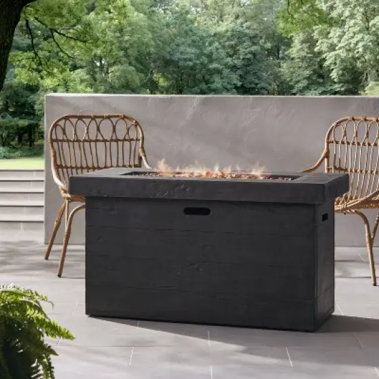 Custer Outdoor Rectangular Fire Pit - Gray - Christopher Knight Home image {1}