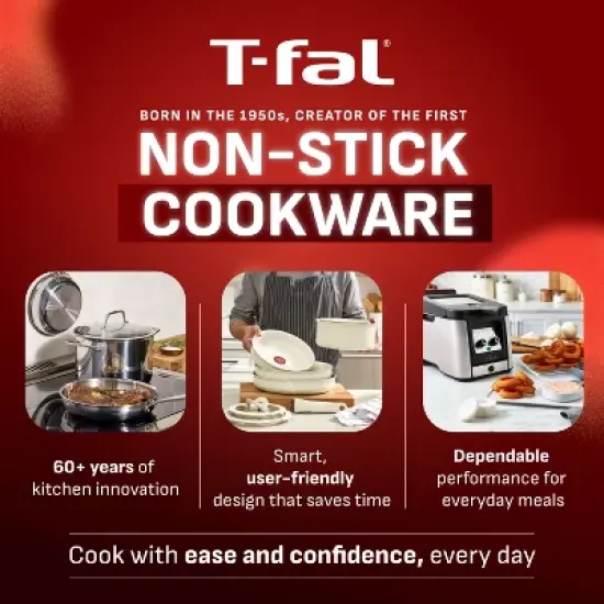 T-fal 13pc Ceramic Nonstick Cookware Set, Preserve Ceramic, Champagne image {8}