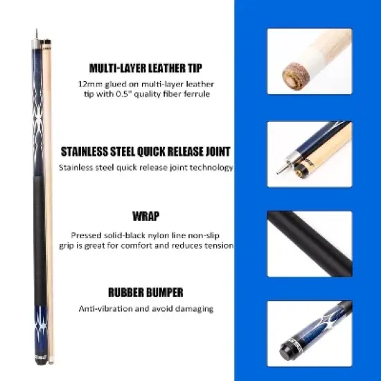 GSE 58" 2-Piece Canadian Maple Hardwood Billiard Pool Cue Stick for Men/Women image {1}