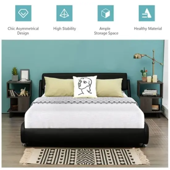 Costway 2 PCS Nightstand Set Modern Side End Table Storage Shelf Grey image {4}