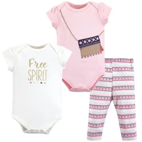 Little Treasure Baby Girl Cotton Bodysuit and Pant Set, Free Spirit image {1}