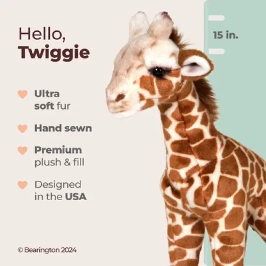 Bearington Twiggie Plush Giraffe Stuffed Animal, 15 Inch for boys and girls, For Ages 3-14 image {5}