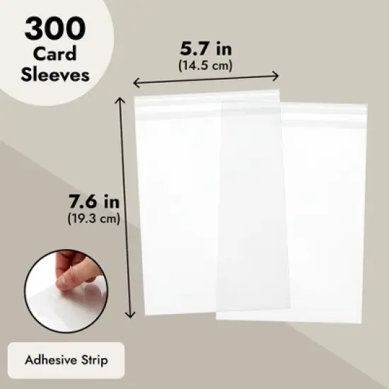 Juvale 300 Pack Clear Greeting Card Sleeves, Transparent Envelopes for 5x7 Invitations, Photos, 7.6 x 5.7 In image {7}
