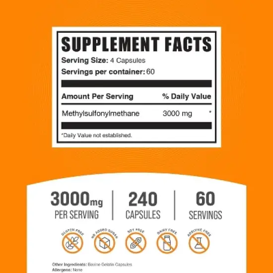 BulkSupplements Methylsulfonylmethane (MSM) Capsules image {1}