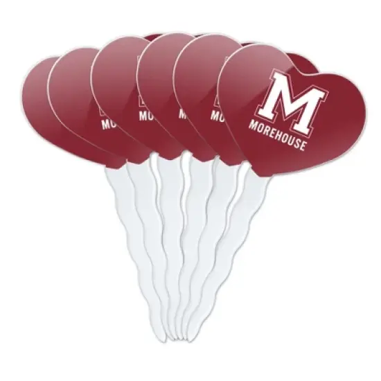 Morehouse College Primary Logo Heart Love Cupcake Picks Toppers Decoration Set of 6 image {7}