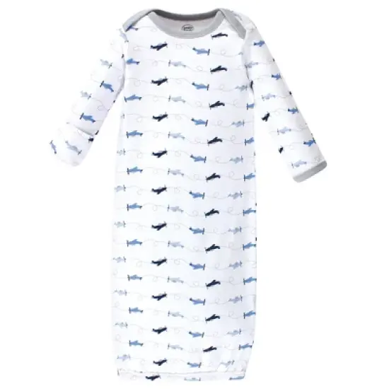 Luvable Friends Baby Boy Cotton Long-Sleeve Gowns 3pk, Airplane, 0-6 Months image {1}