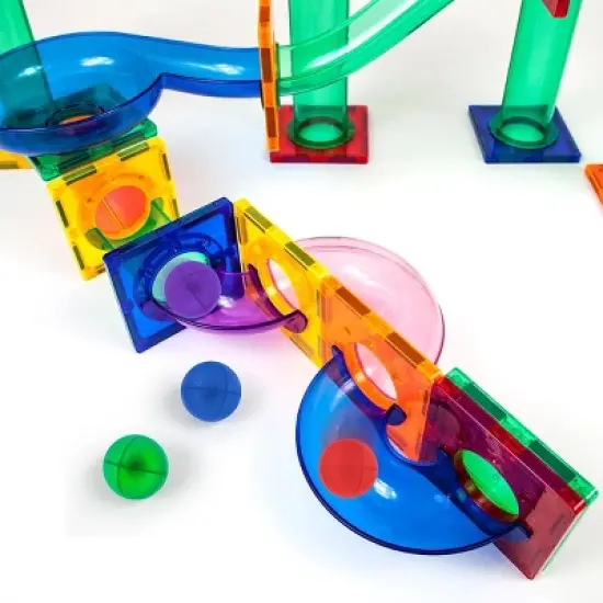 PICASSO-TILES Marbles for Marble Run Magnetic Tiles for Kids, Educational Magnet Tile Race Track Building Blocks STEM Toy, 8PCS image {1}