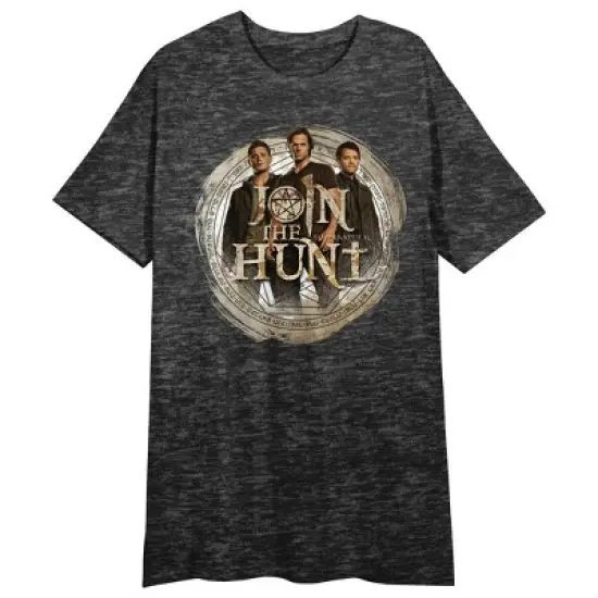 Supernatural Series "Join the Hunt" Women's Heather Gray Short Sleeve Crew Neck Sleep Shirt image {4}