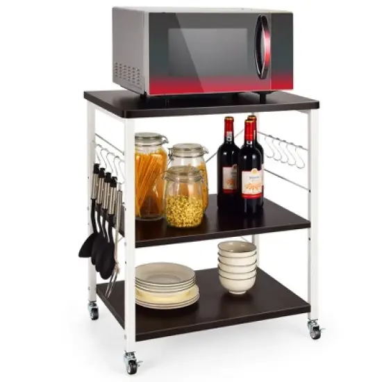 Costway 3-Tier Kitchen Baker's Rack Microwave Oven Storage Cart w/ Hook image {8}