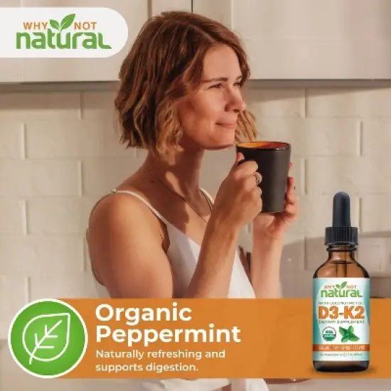 Why Not Natural Organic Vitamin D3 K2 (MK-7) Liquid Drops, 5000 IU with MCT Oil for Bone, Teeth, Heart & Immune Support image {6}