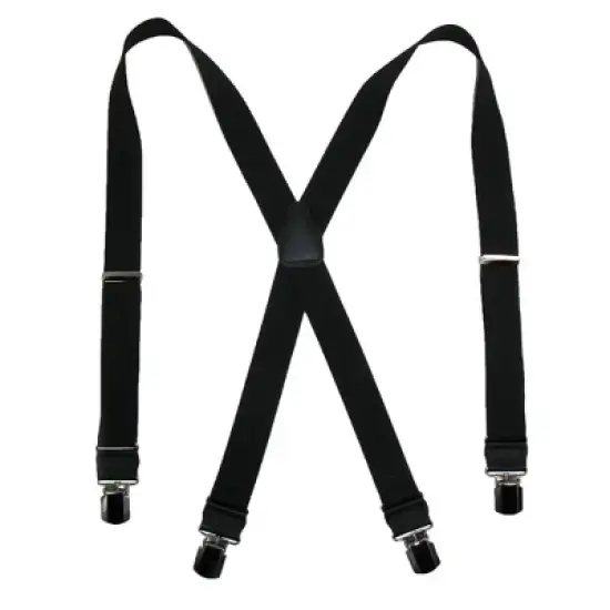 CTM Men's Elastic Anti Slip Pin Clip Suspenders with Leather Drop Tabs image {4}