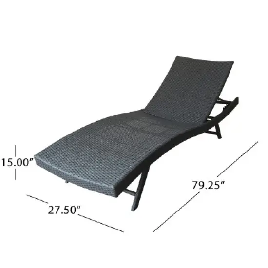 GDFStudio Eliana Outdoor Wicker Armless Adjustable Chaise Lounge image {2}