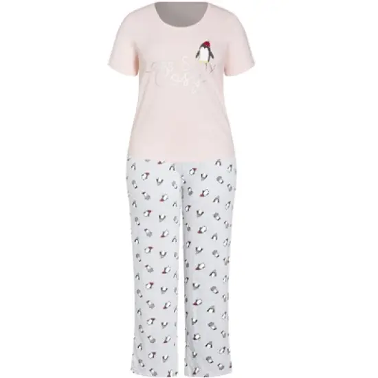 Women's Plus Size Penguin Sleep Set - pink | EVANS image {4}