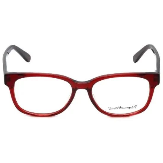 Ernest Hemingway H4674 50mm Unisex Acetate Rectangular Designer Eyeglasses OR Blue Light Filter OR Reading Glasses in Tortoise Havana Burgundy Red image {1}