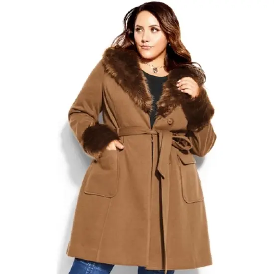 Women's Plus Size Make Me Blush Coat - caramel | CITY CHIC image {3}