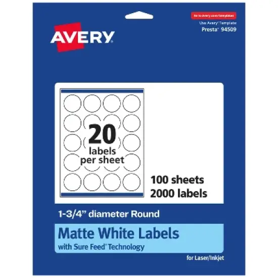 Avery Matte White Round Labels, 1.75" diameter image {8}