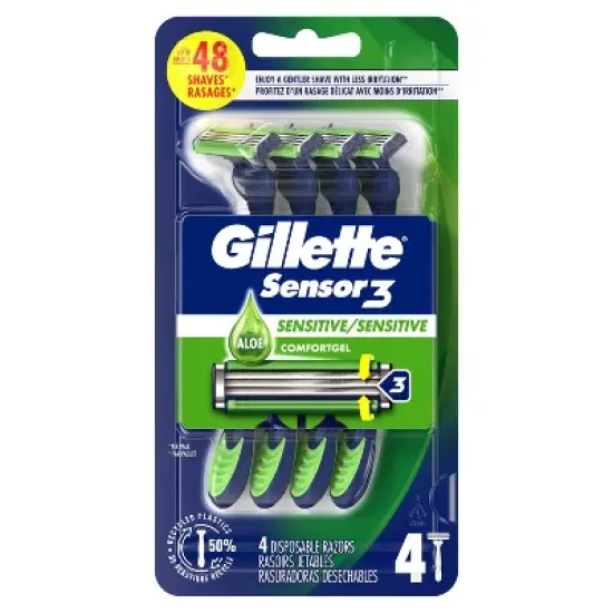 Gillette Sensor3 Sensitive Men's Disposable Razors image {6}