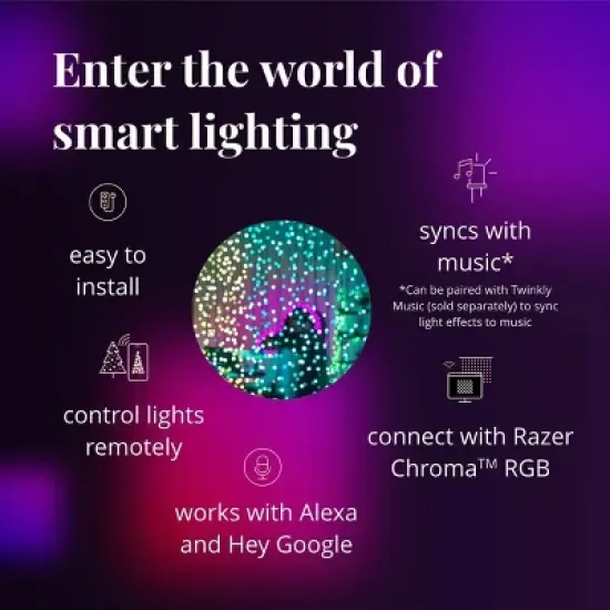 Twinkly Curtain App-Controlled LED Christmas Lights with 210 RGB+W (16 Million Colors + Warm White) LEDs. 5 by 7 feet. Clear Wire image {7}