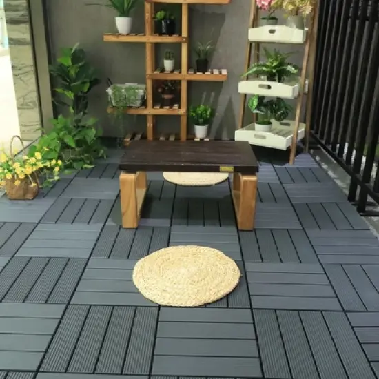 Courtyard Casual Plastic Deck Tiles Charcoal Gray Color Pack of 9 image {2}