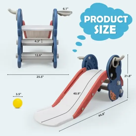 INFURNIC Baby Activity Gyms Kids Slide with Basketball Hoop, Outer Space Theme, PE and PP Construction, Multicolored, 7"*27"*16" image {3}