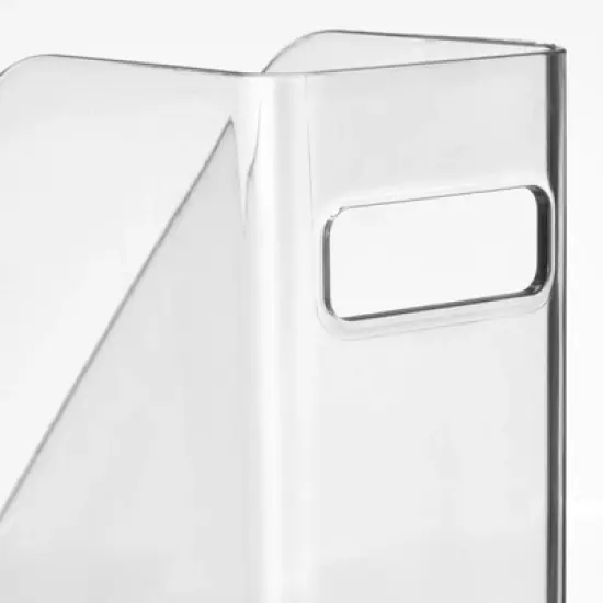 mDesign Plastic Slim File Folder Storage Organizer, Handle, 4 Pack, Clear, USA Made image {4}