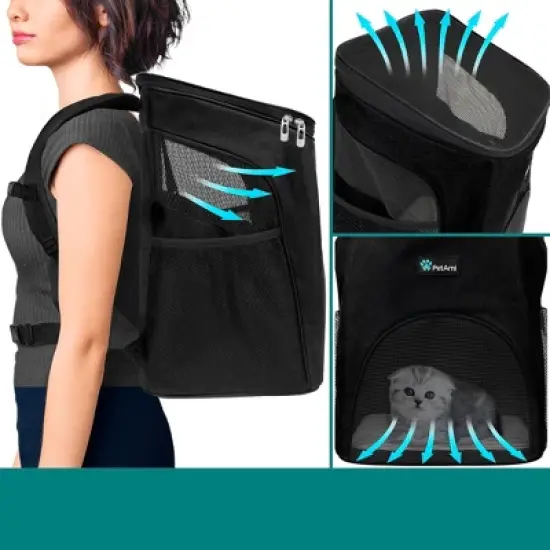 PetAmi Small Dogs Cats Backpack Carrier, Airline Approved Pet Ventilated Safety Strap Buckle for Hiking Travel Camping Outdoor image {4}