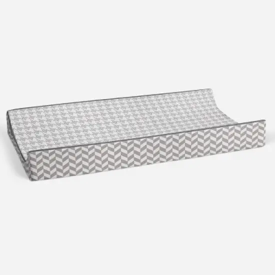 Bacati - Houndstooth Quilted Muslin Changing Pad Cover Gray image {2}