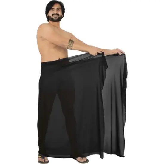 LA LEELA Men's Casual Vacation Sarong Pareo Wrap One Size Black Solid image {3}