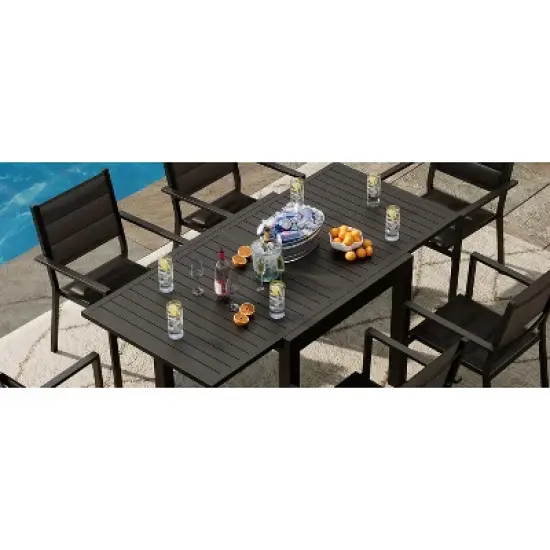 Expandable Patio Table for 4-6 Persons, Extentable Outdoor Dining Table Set 31.5&rdquo;-63&rdquo;, Aluminum Slat Frame, Rectangular image {7}