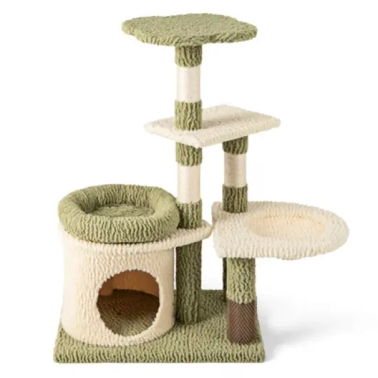 Costway Cute Cat Tree Multi-Level Aesthetic Kitten Tower w/ Condo Indoor Cat Climbing Furniture Activity Center image {9}