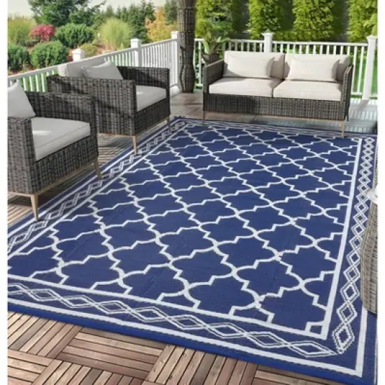 Outdoor Rugs, Patio Rugs - 9x18 Large Waterproof Reversible Plastic Straw Rug, Easy Cleaning for RV, Porch, Deck, Balcony, Camping image {1}