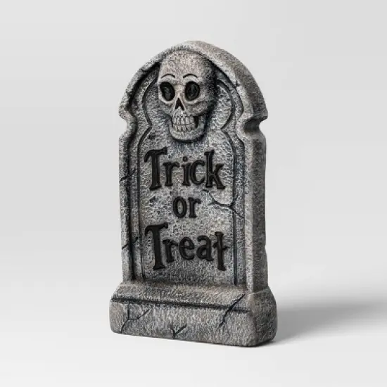 21" 'Trick or Treat' Lit Plastic Tombstones Halloween Decorative Prop Gray - Hyde and EEK! Boutique&trade; image {2}
