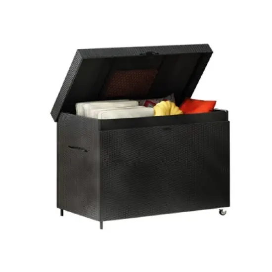 Bigget Outdoor 230 Gallon Steel Wicker Patio Deck Storage Box image {2}