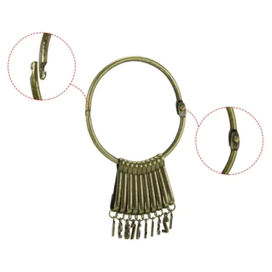 Unique Bargains Key Organizer Keychain Key Management Holder with Digits Buckles Rings for Office 3.2'' Dia Bronze image {3}