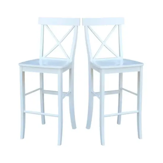 30" X-Back Counter Height Barstool White - International Concepts image {2}