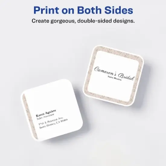 Avery Clean Edge Printable Square Cards with Sure Feed Technology, Rounded Corners, 2.5" x 2.5", White, 180 Blank Cards for Inkjet Printers (35702) image {6}
