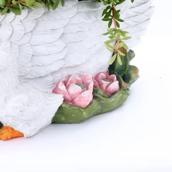 LuxenHome White Resin Swan Family Planter image {12}