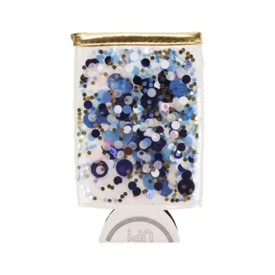 Packed Party Spirit Squad Confetti Skinny Can Cooler, Insulated Metal Can Drink Holder for Tailgate, Pool or Beach (True Blue) image {2}