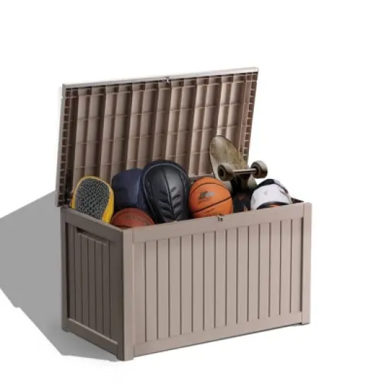 Sersper 230 Gallon Waterproof & UV Resistant Deck Box, Lockable, Light Gray - For Garden Tools & Outdoor Use (6 Pack) image {3}