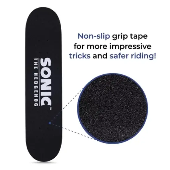 Sonic the Hedgehog 31" Skateboard with ABEC5 Bearings - Perfect for Beginners and Pros with Unique Artwork image {3}