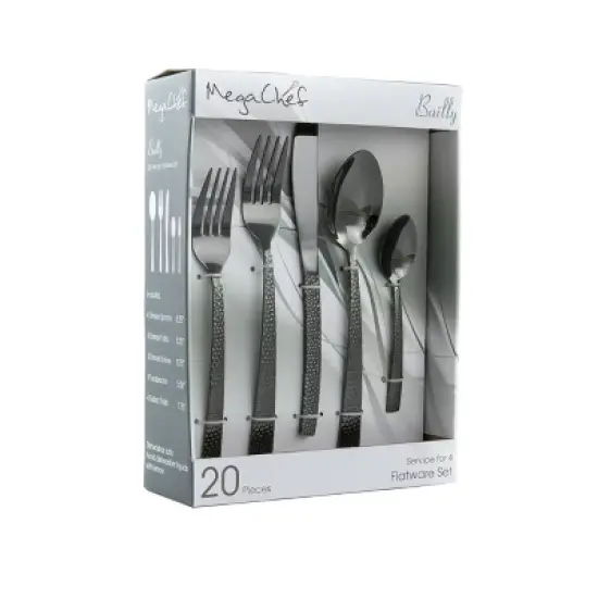 20pc Stainless Steel Baily Silverware Set Black - MegaChef: Flatware Set, Service for 4, Dishwasher-Safe image {4}