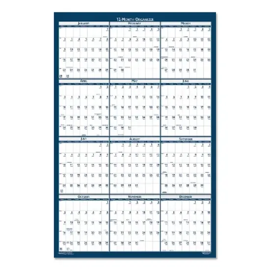 Recycled Yearly Reversible Wall Calendar Non-Laminated, 24 x 37, White/Blue Sheets, 12-Month (Jan to Dec): 2026 image {1}