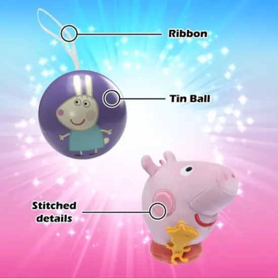 Peppa Pig MiraBall, 3-in-1 Surprise, Blind Box Toys for Kids - Collectable Characters from TV Shows - Metal Ball, Plush, Stickers, White Ribbon image {7}