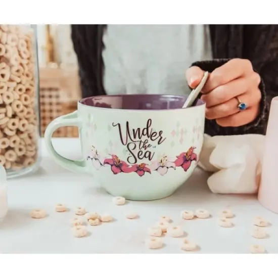 Silver Buffalo Disney The Little Mermaid Ariel Ceramic Soup Mug With Spoon | Holds 24 Ounces image {8}