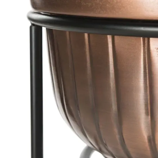 Naka Indoor/Outdoor Beverage Tub W/ Stand PIT2006 - Antique Copper/Black - Safavieh image {6}