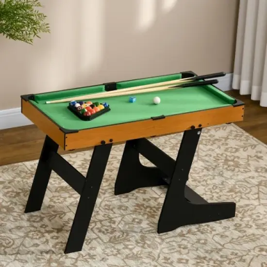 DSVIMOY Game Tables, Game Table with Easy Folding for Storage, Pool Table Set with Balls, Cues, Chalk, Brush for Game Room, Green, 38.3"*20.8"*25.5" image {2}