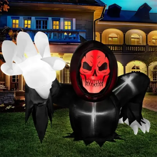 Joyfy 8 FT Halloween Inflatable Outdoor Decoration, Gaint Scary Grim Reaper Inflatable with LEDs for Halloween Party Outdoor Yard Lawn Garden Decor image {8}