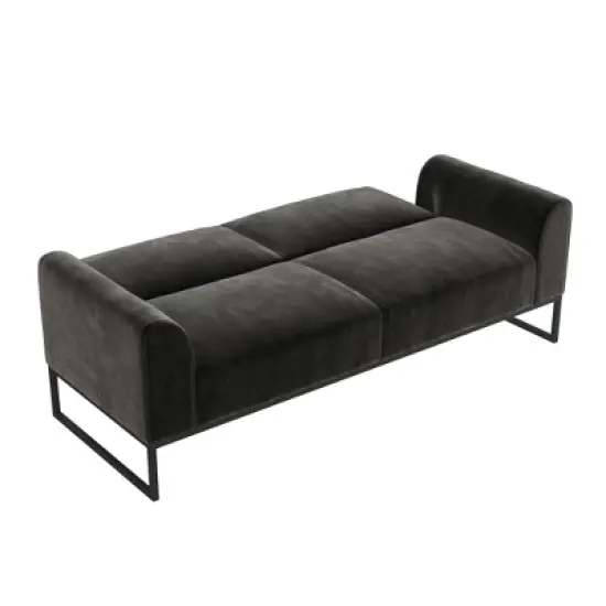 Adley Velvet Fabric Coil Futon with Metal Base - CosmoLiving by Cosmopolitan image {2}
