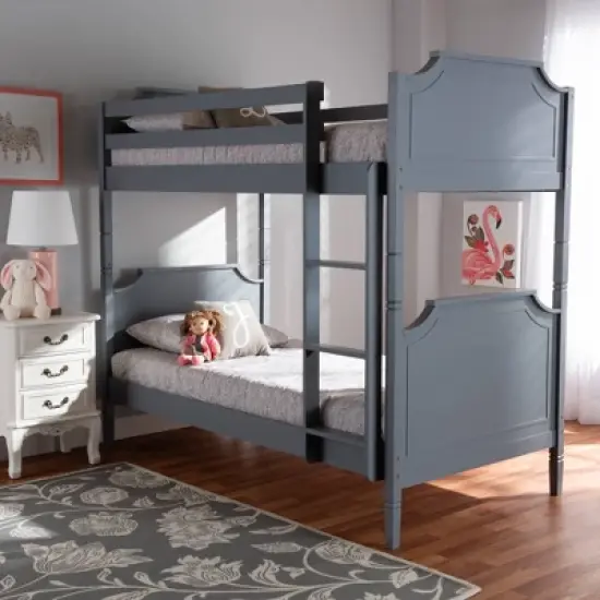 Twin Mariana Wood Bunk Bed Gray - Baxton Studio image {4}