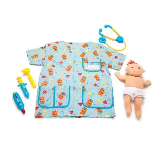 Melissa & Doug Pediatric Nurse Role Play Costume Set (8pc) - Includes Baby Doll, Stethoscope image {3}